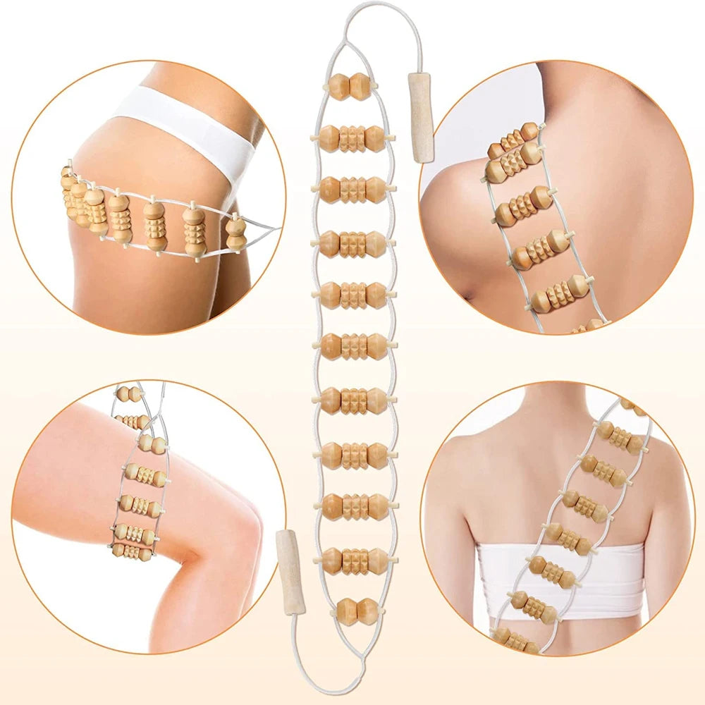 Wood Therapy Massage Tools for Body Shaping Maderoterapia Kit Colombiana for Anti-Cellulite, Lymphatic Drainage, Body Contouring